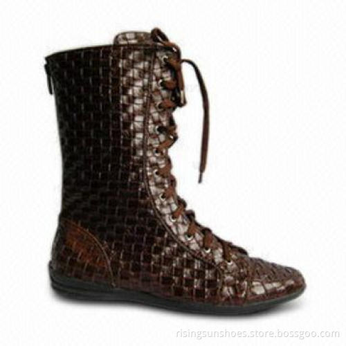 Women's Dress Boots with Woven PU Upper, OEM Orders Welcome, Available in Various Colors and Sizes